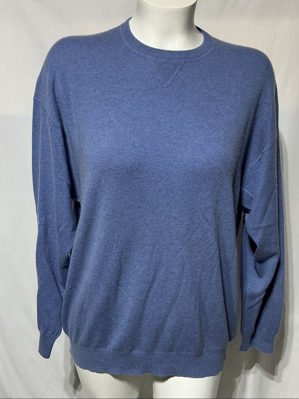 Folio NY Men's Heather Blue Cashmere Crewneck Sweater Sz XXL